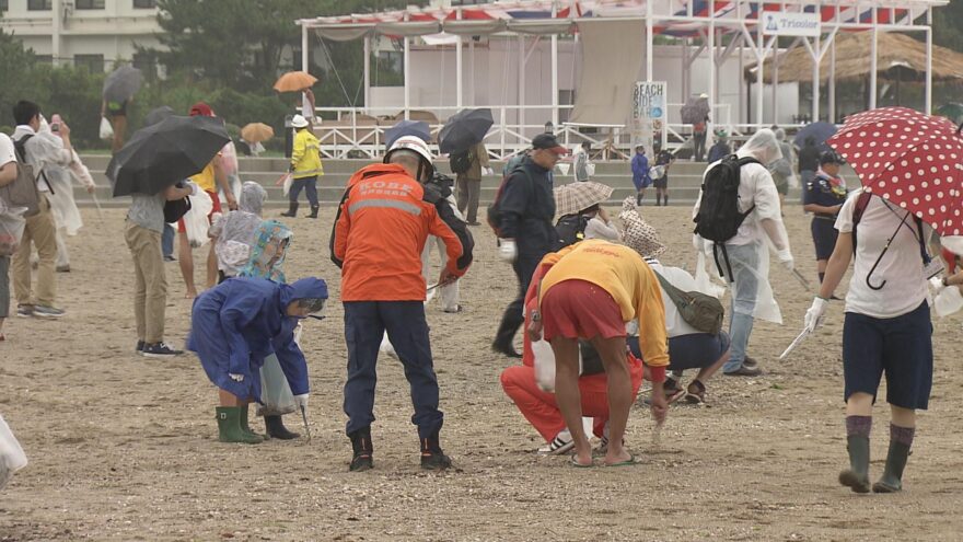 須磨海岸でクリーン作戦　海開きを前に